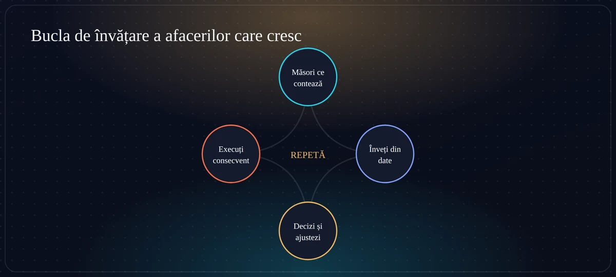 Bucla de învățare Bucla de învățare a afacerilor care cresc: măsori, înveți, decizi, execuți consecvent, apoi repeți