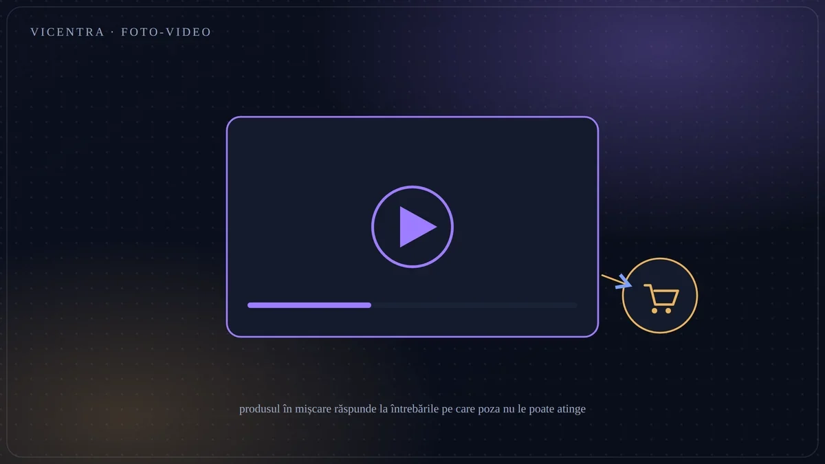 Video de produs Player video de produs care conduce spre coșul de cumpărături: mișcarea răspunde unde poza tace